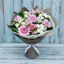 Букет цветов из:  Герберы, Альстромерии и Хризантемы #REPLACE_PRED# Крупино