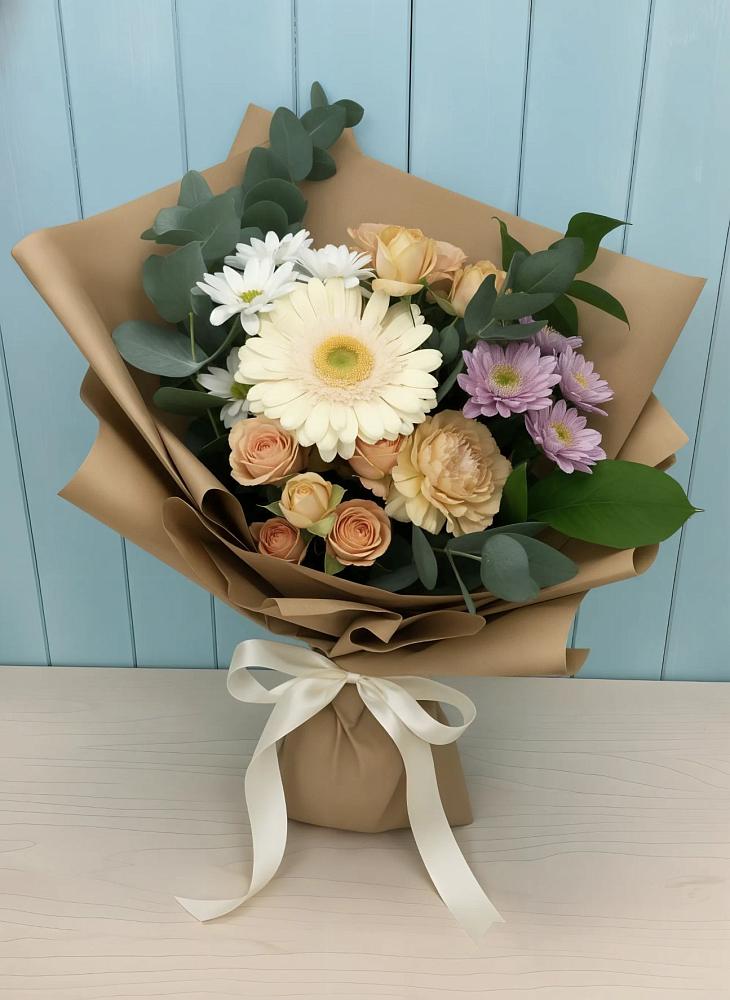 Букет цветов из: Герберы и Хризантемы в Крупино