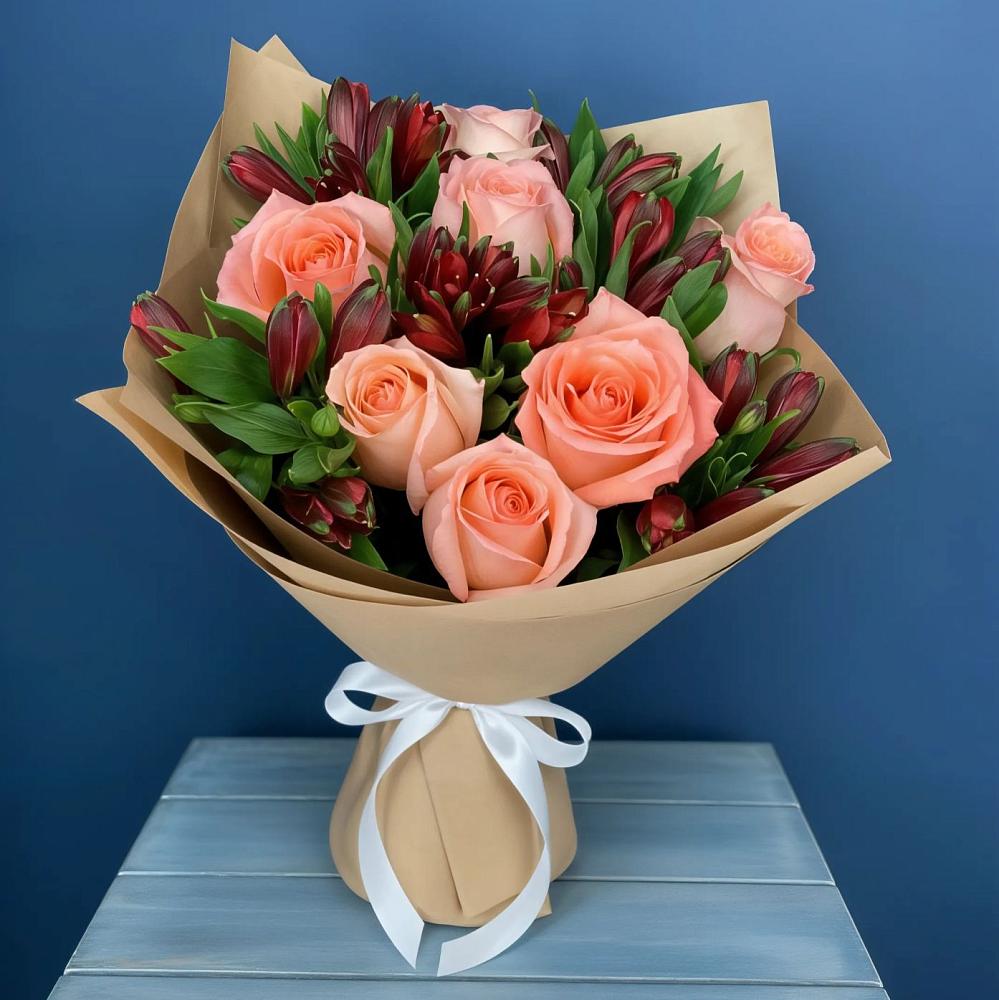 Букет цветов из: Розы и Альстромерии в Крупино