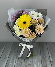 Букет цветов из:  Розы, Герберы и Хризантемы #REPLACE_PRED# Крупино