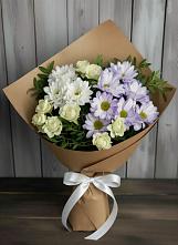 Букет цветов из:  Хризантемы и Розы #REPLACE_PRED# Крупино