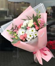 Букет цветов из:  Розы, Лизиантусы и Хризантемы в Крупино