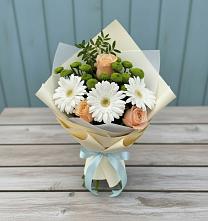 Букет цветов из:  Герберы, Розы и Хризантемы в Крупино