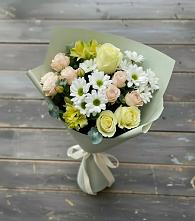 Букет цветов из:  Альстромерии, Розы и Хризантемы в Крупино