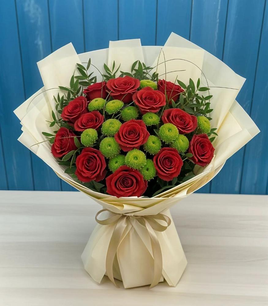 Букет цветов из: Розы и Хризантемы в Крупино