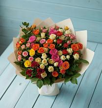 Букет Микс из разноцветных кустовых роз #REPLACE_PRED# Крупино
